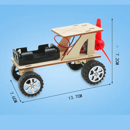 Rompecabezas de madera 3D de coche eléctrico y turbina eólica