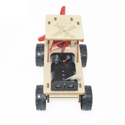Rompecabezas de madera 3D de coche eléctrico y turbina eólica