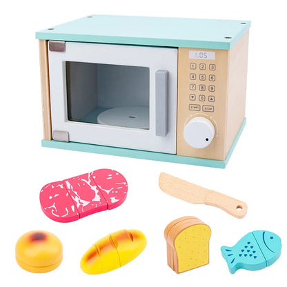 Jouet Four Micro Ondes en Bois et Accessoires Dinette Montessori