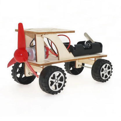 Rompecabezas de madera 3D de coche eléctrico y turbina eólica
