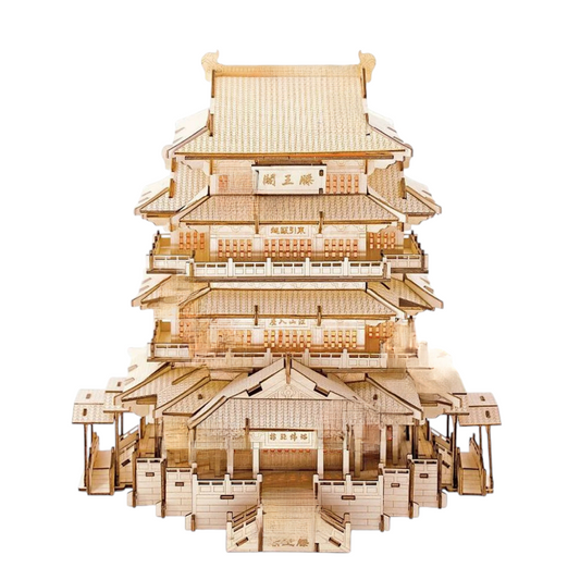 Rompecabezas de madera 3D de un palacio tradicional chino con iluminación