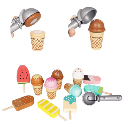 Jouet Stand de Glaces et Accessoires en Bois Montessori