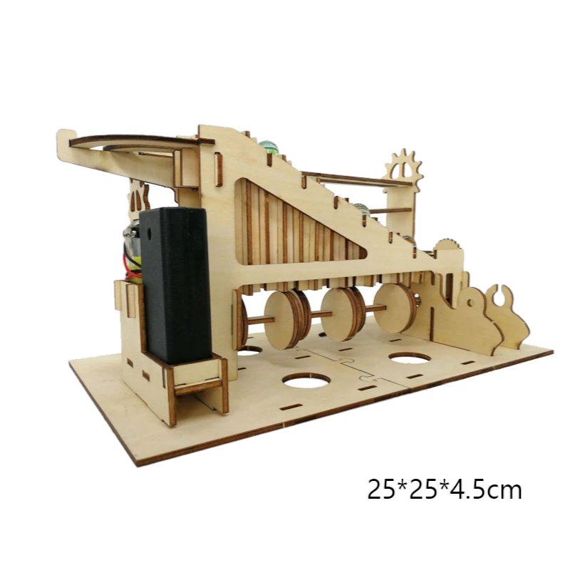 Rompecabezas de madera 3D Carrera de canicas mecánica y eléctrica