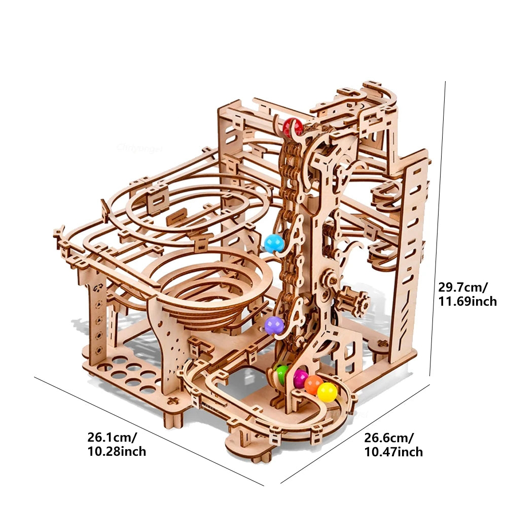 Rompecabezas de madera 3D Carrera de canicas mecánica