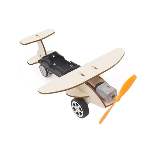 Avión biplano educativo eléctrico de madera en 3D
