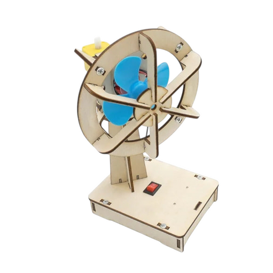 Ventilador rompecabezas eléctrico y mecánico de madera educativo en 3D