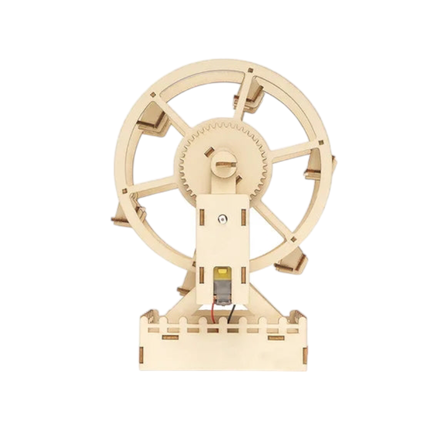 Noria eléctrica y mecánica de madera 3D