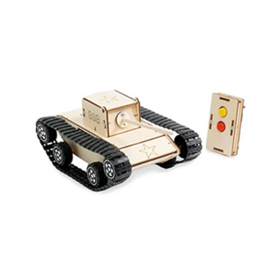 Tanque de control remoto eléctrico y mecánico de madera 3D