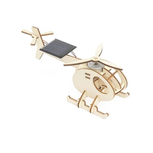 Helicóptero solar de madera 3D