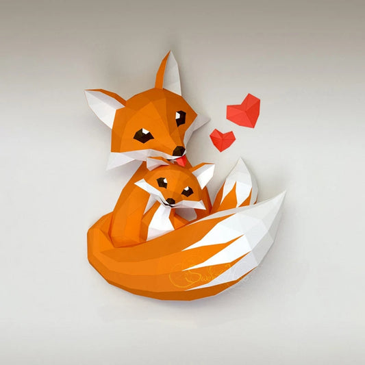 60cm Origami Wall Sculpture 3D Paper Foxes to Assemble DIY
