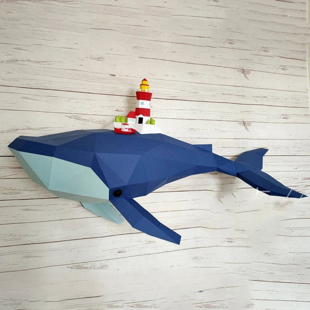 Origami Wall Sculpture 100 cm 3D Paper Whale to Assemble DIY