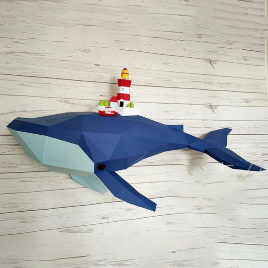Origami Wall Sculpture 100 cm 3D Paper Whale to Assemble DIY
