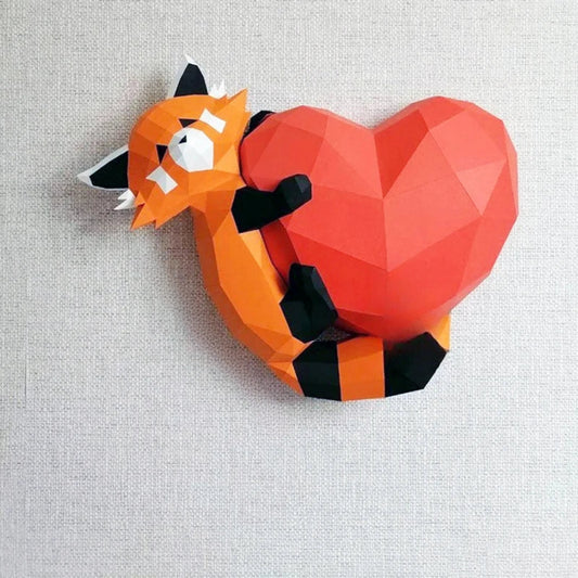 50cm Origami Red Panda 3D Paper Wall Sculpture to Assemble DIY