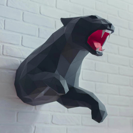 60cm Origami Wall Sculpture Black Panther 3D Paper DIY Assembly