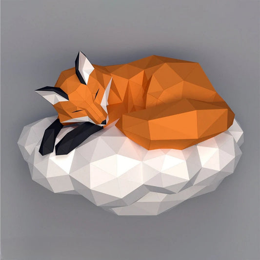 Origami Wall Sculpture 44 cm Fox Cloud 3D Paper DIY Assembly 