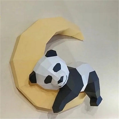 40cm Origami Panda Moon 3D Paper Wall Sculpture to Assemble DIY 