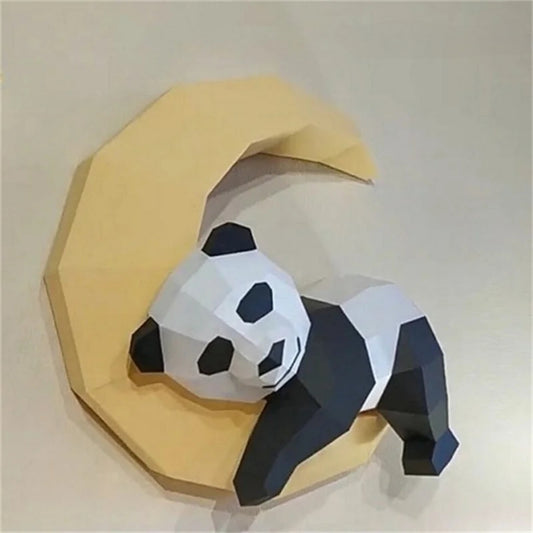 40cm Origami Panda Moon 3D Paper Wall Sculpture to Assemble DIY 