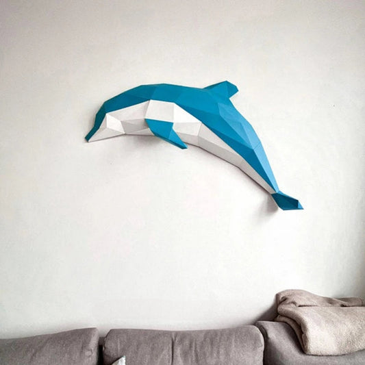 Origami Wall Sculpture 72 cm 3D Paper Dolphin to Assemble DIY 