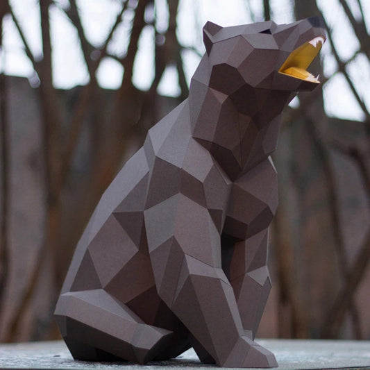 Escultura de papel 3D de oso de origami de 58 cm para armar.