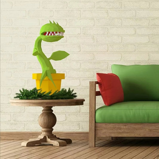 Escultura de papel 3D de planta carnívora de origami de 60 cm para armar.