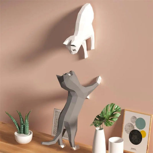 Origami Wall Sculpture 100 cm 3D Paper Cats to Assemble DIY