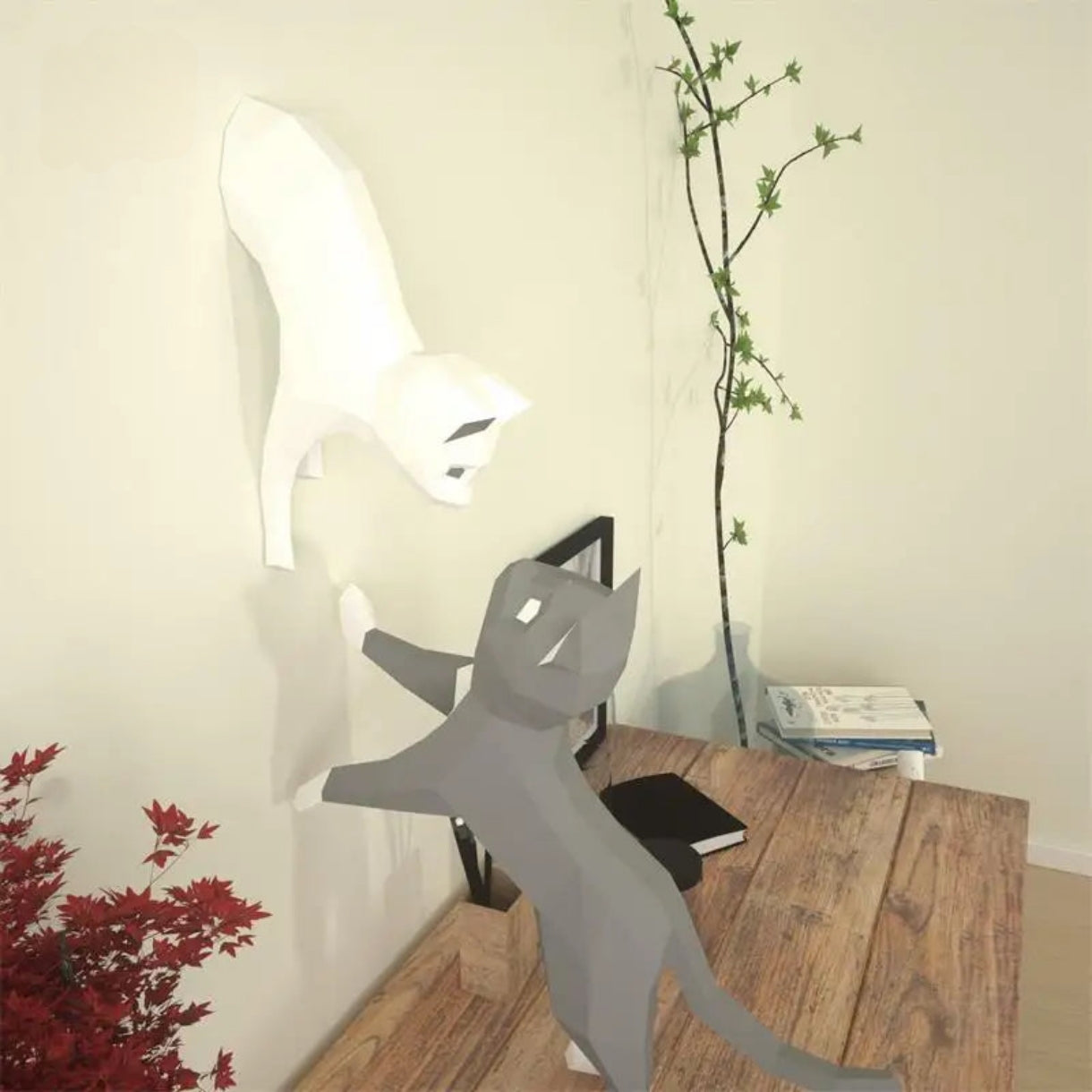 Origami Wall Sculpture 100 cm 3D Paper Cats to Assemble DIY