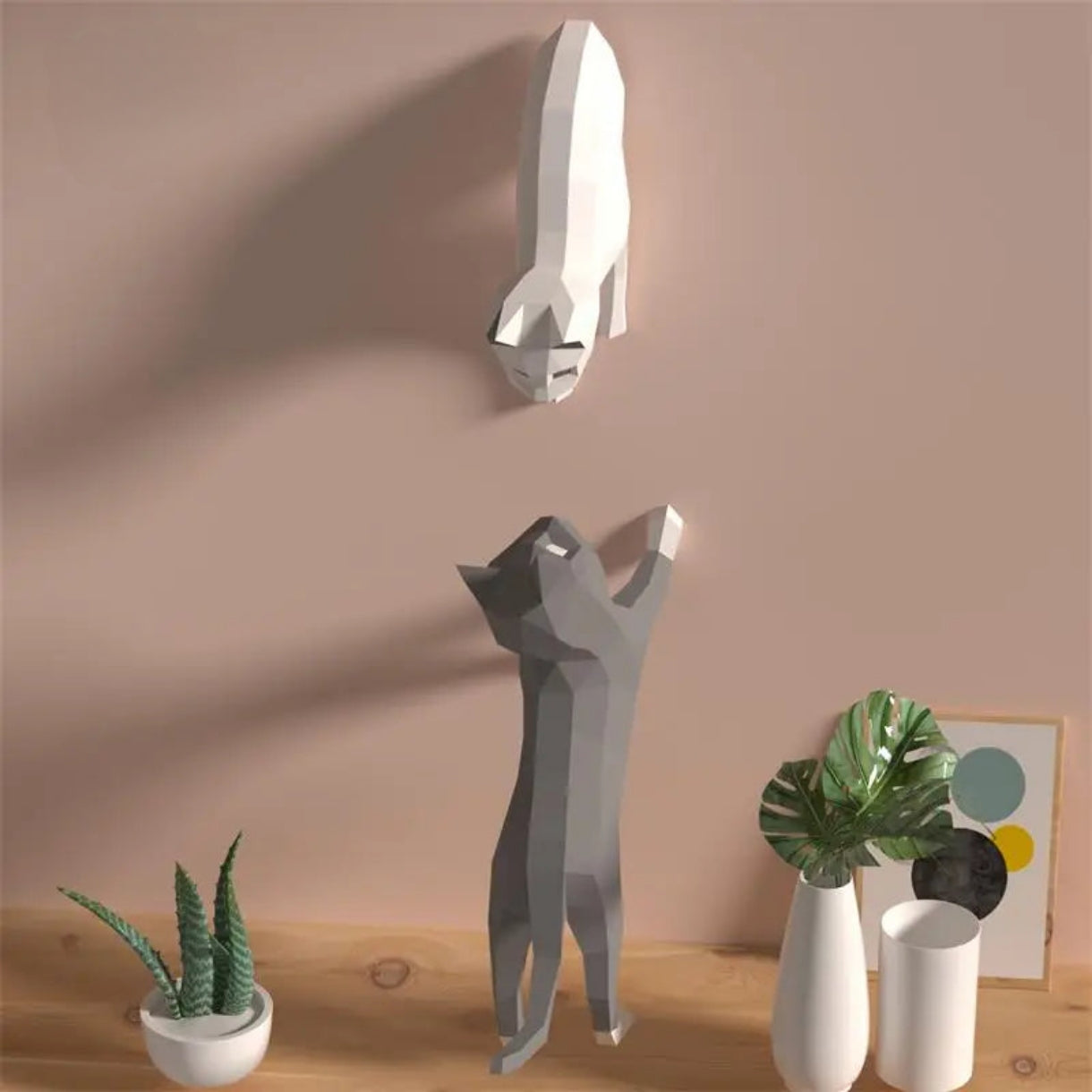 Origami Wall Sculpture 100 cm 3D Paper Cats to Assemble DIY