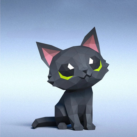 Escultura 3D de gato de papel de origami de 32 cm para armar DIY
