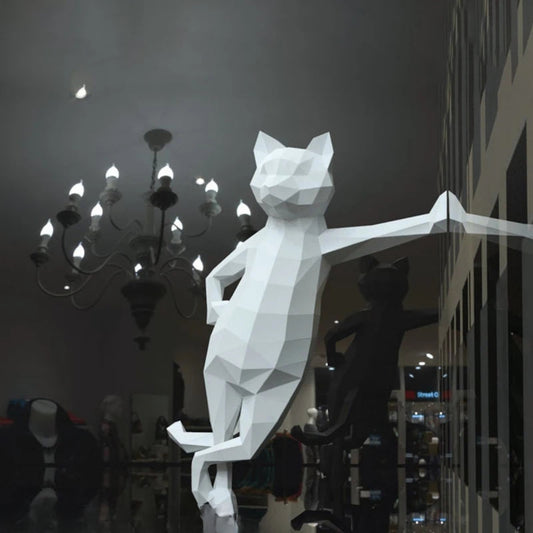 Escultura de gato de papel 3D de origami de 50 cm para armar DIY
