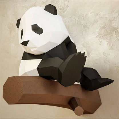 Escultura de pared de origami 35/52 cm Panda de papel 3D para montar DIY