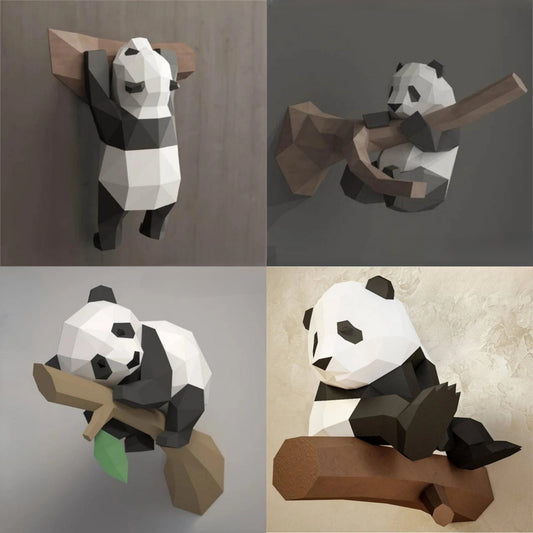 Origami Wall Sculpture 35/52 cm 3D Paper Panda to Assemble DIY