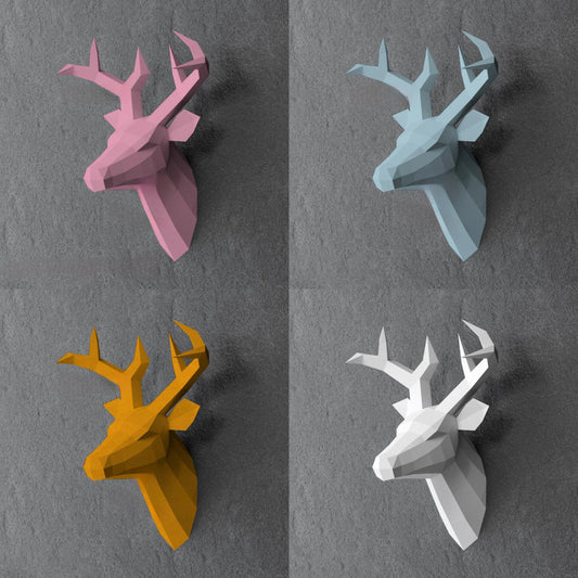 60cm Origami Wall Sculpture 3D Paper Deer to Assemble DIY