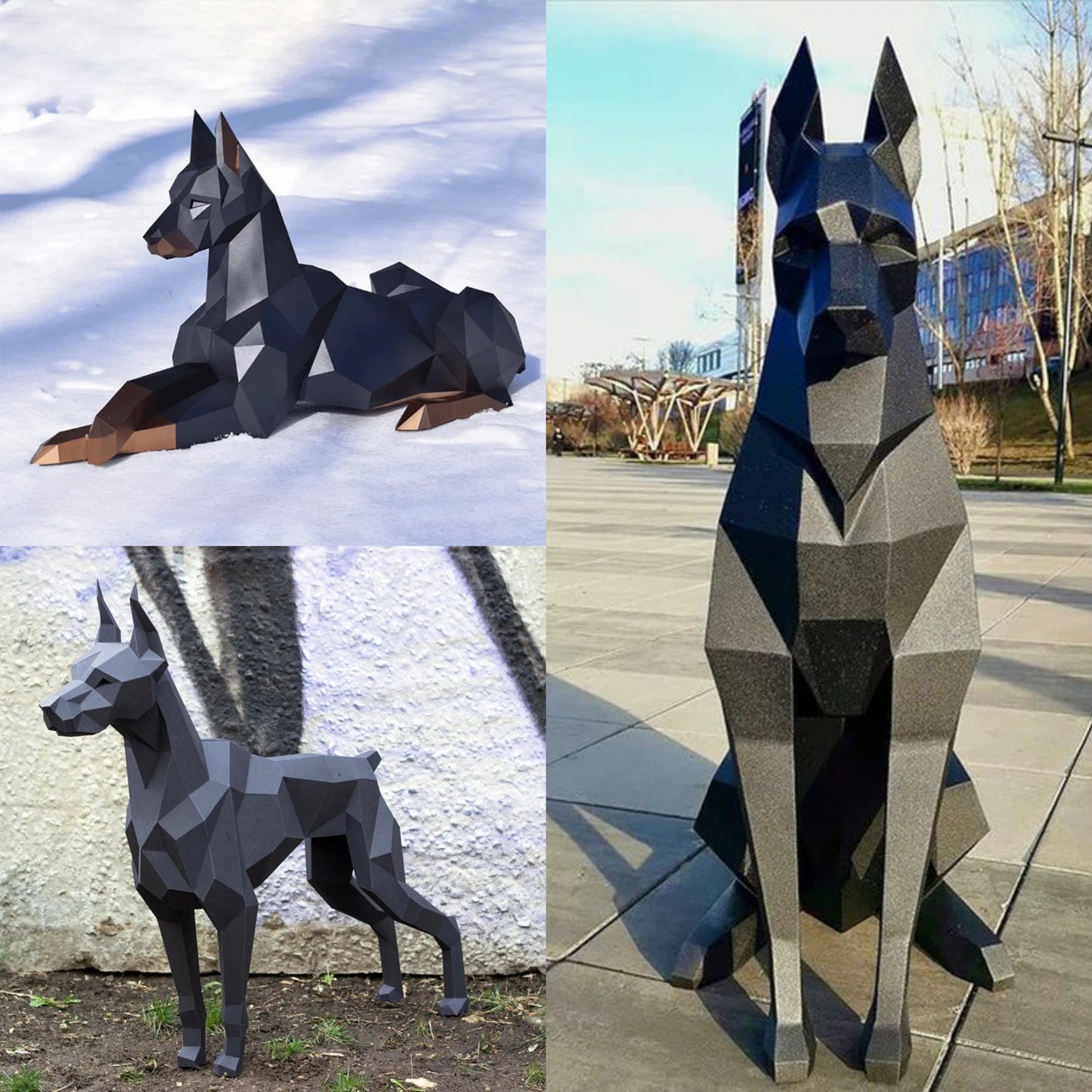 Origami Statue Sculpture 77/105 cm Doberman Dog in 3D Paper to Assemble DIY