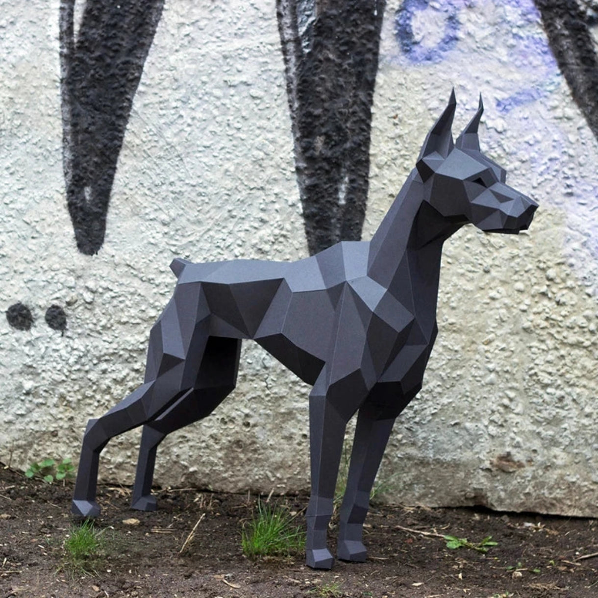 Origami Statue Sculpture 77/105 cm Doberman Dog in 3D Paper to Assemble DIY