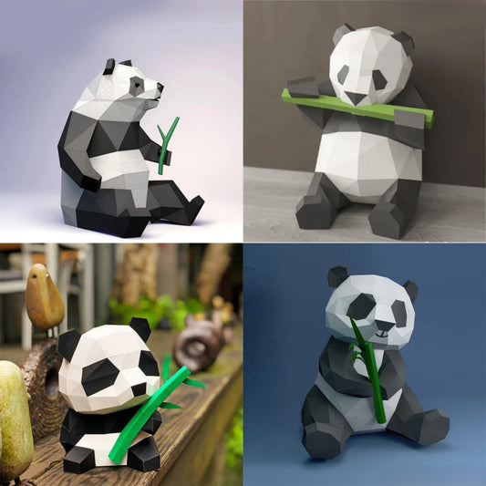 Escultura de papel 3D de panda de origami de 35/42 cm para armar DIY