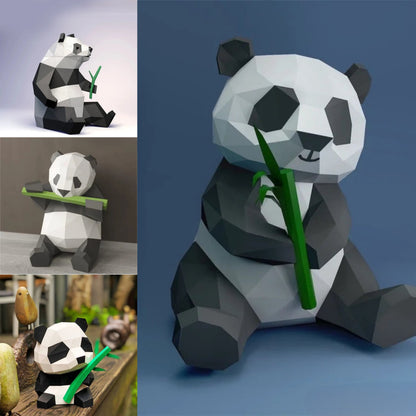 Escultura de papel 3D de panda de origami de 35/42 cm para armar DIY