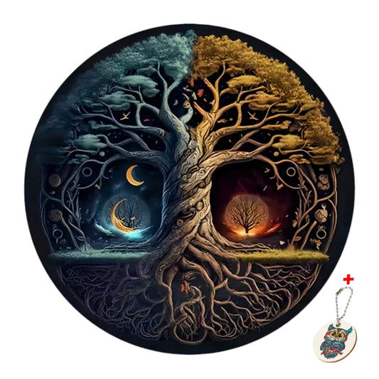 Rompecabezas redondo de madera Árbol de la Vida + Llavero 