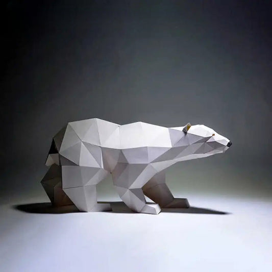 Escultura de papel 3D de oso polar de origami de 60 cm para armar DIY