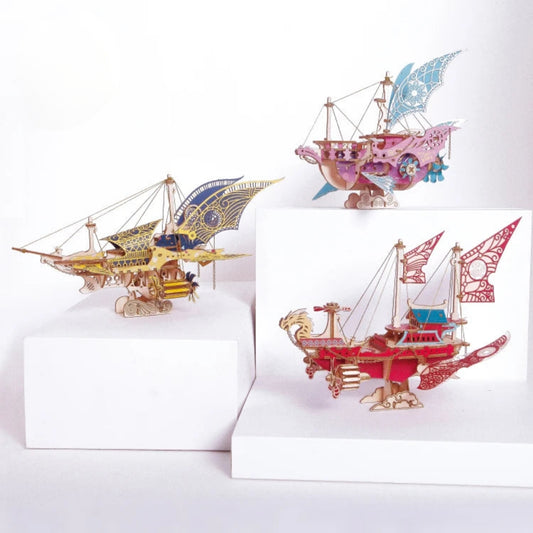 Rompecabezas de madera 3D retrofuturista de estilo steampunk