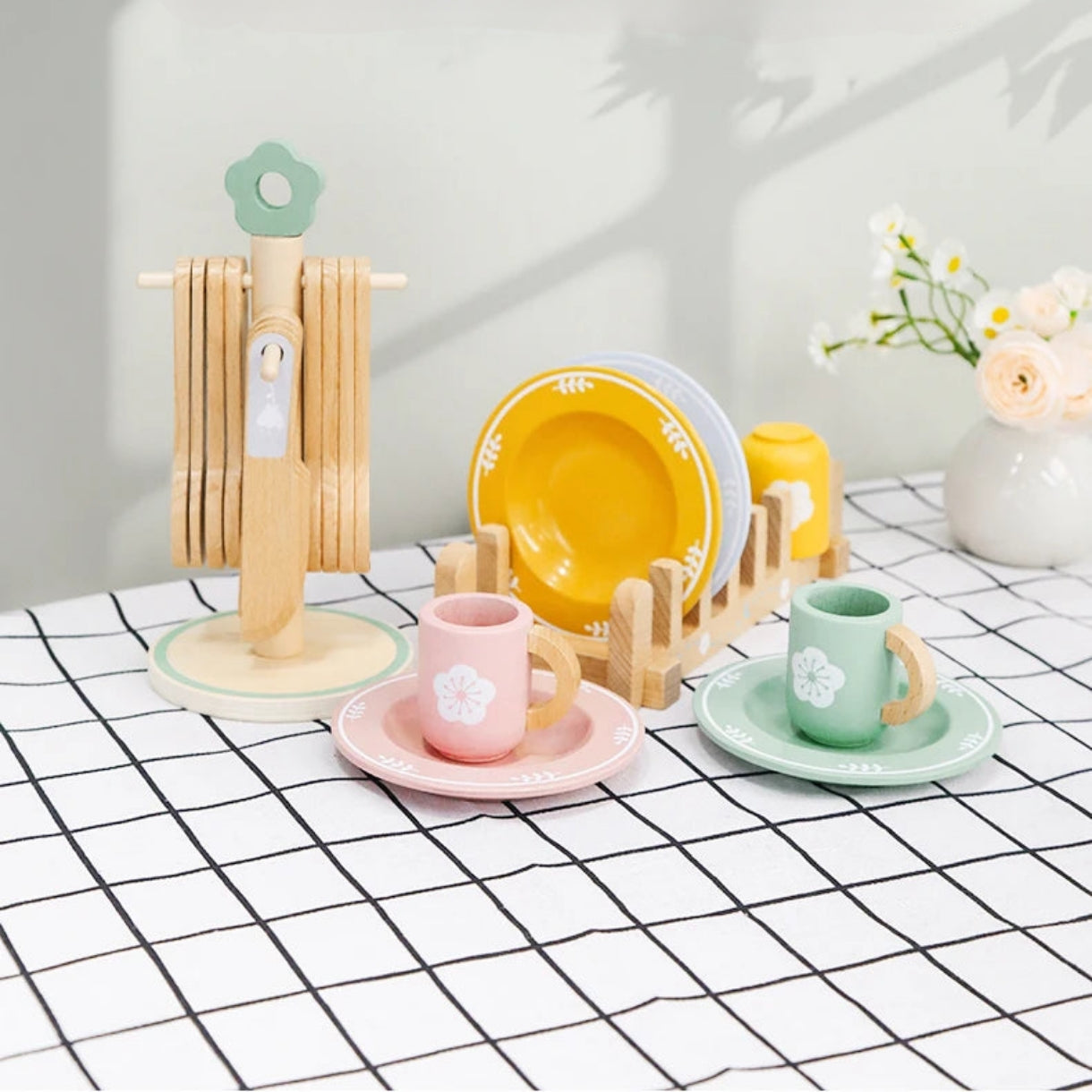 Jouet Ensemble de Vaisselle en Bois Dinette Montessori