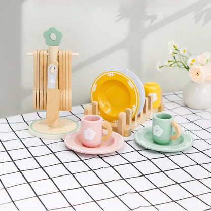 Jouet Ensemble de Vaisselle en Bois Dinette Montessori
