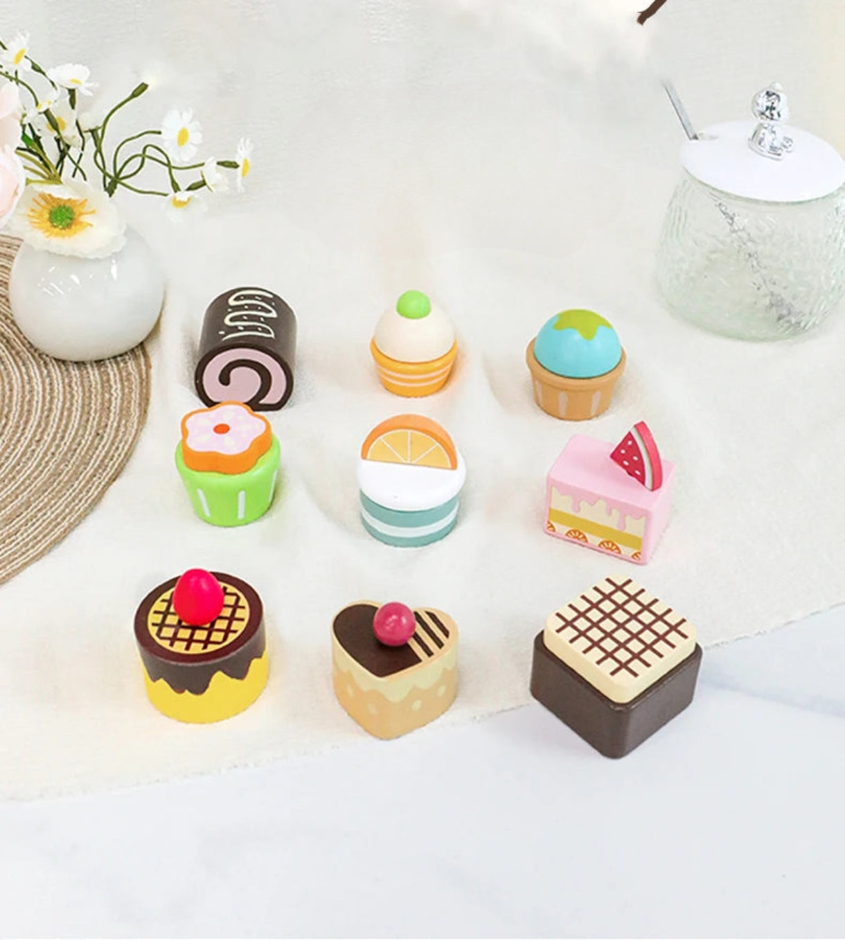 Jouet Ensemble Gâteaux Desserts en Bois Dinette Montessori