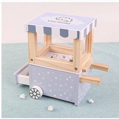 Jouet Stand de Popcorn et Accessoires en Bois Dinette Montessori