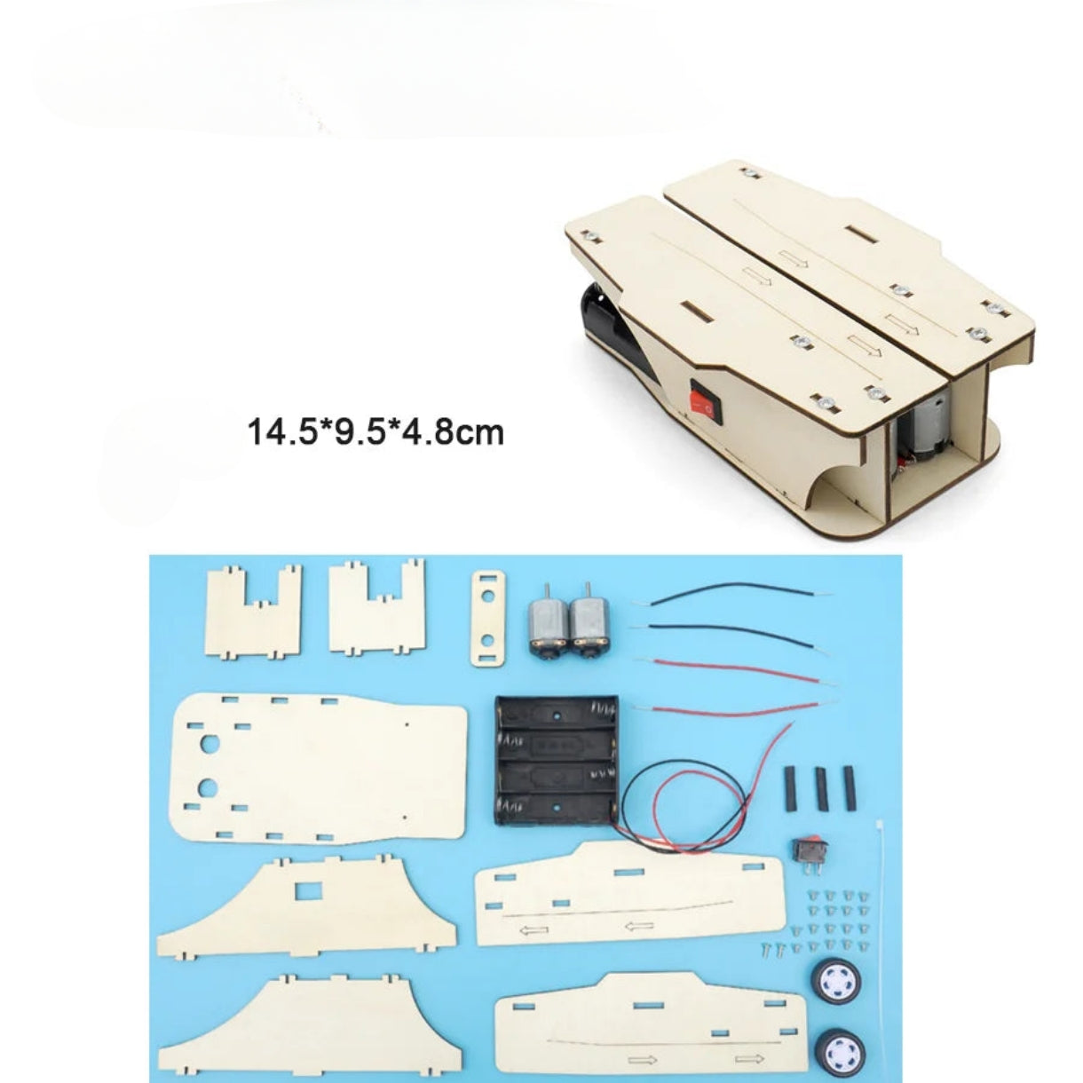 Rompecabezas eléctrico de madera 3D con avión de papel y catapulta.