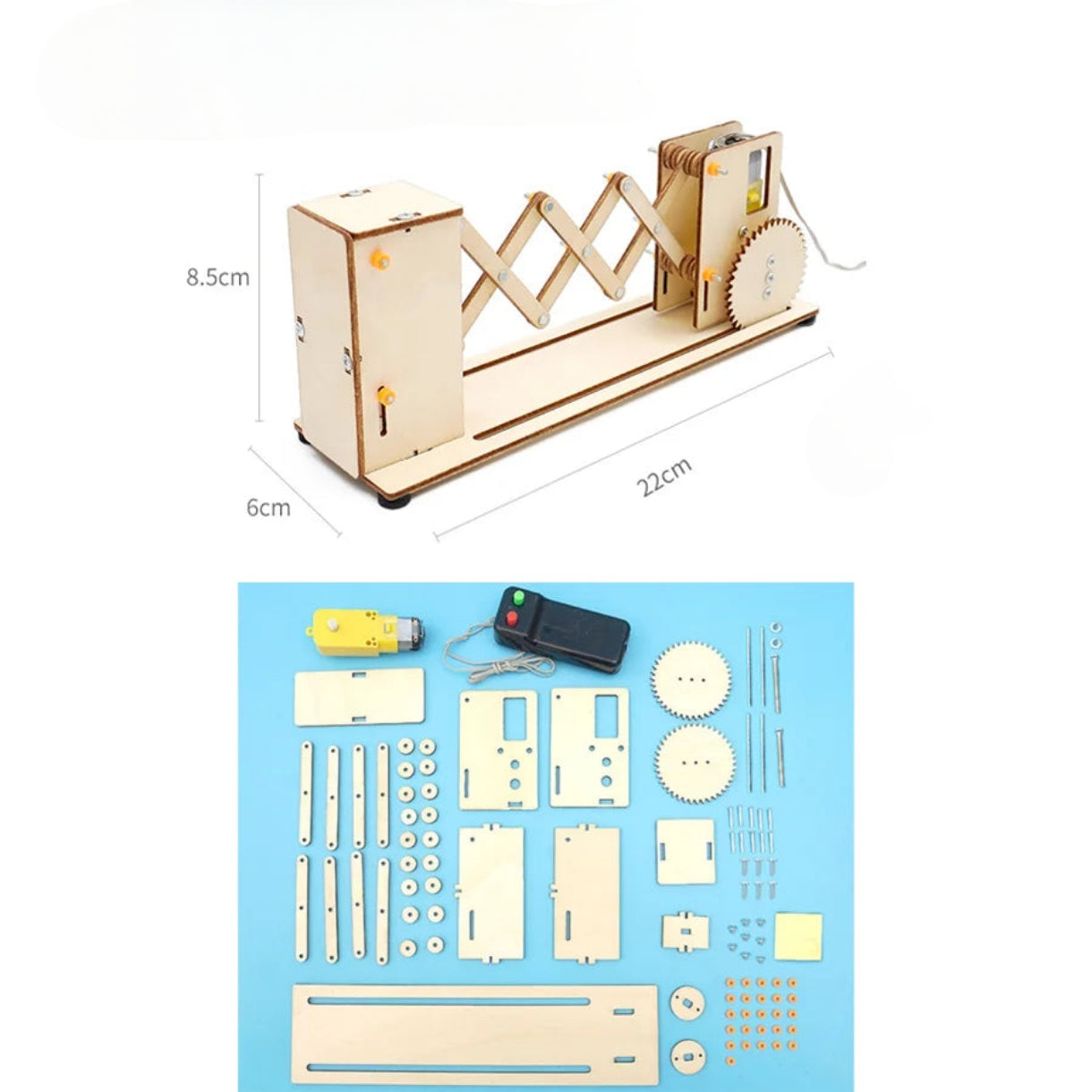 Puerta corrediza eléctrica y mecánica de madera educativa en 3D