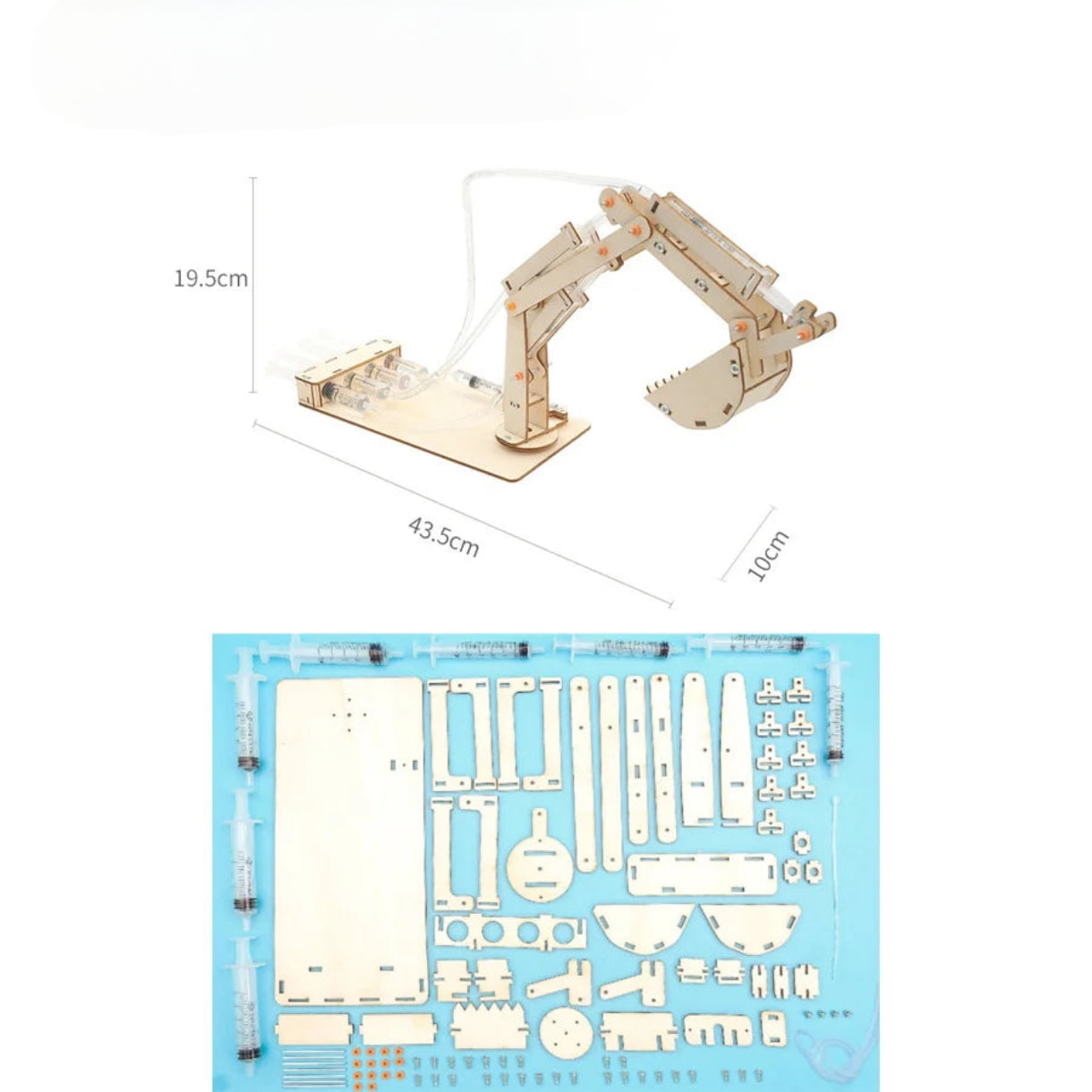 Excavadora hidráulica y mecánica de madera 3D