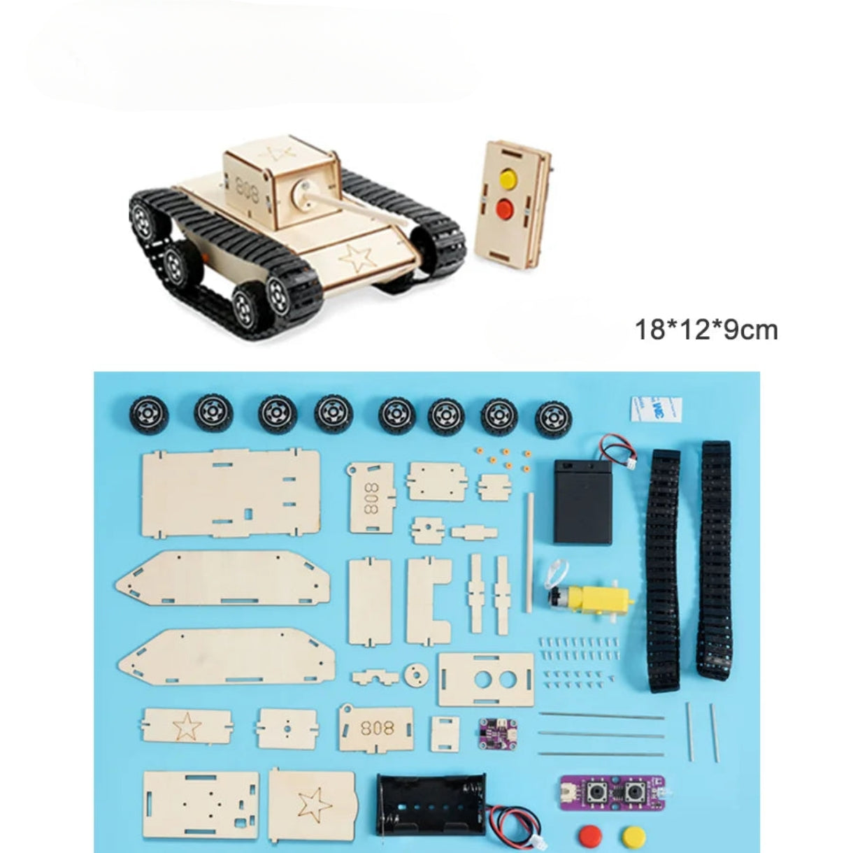 Tanque de control remoto eléctrico y mecánico de madera 3D