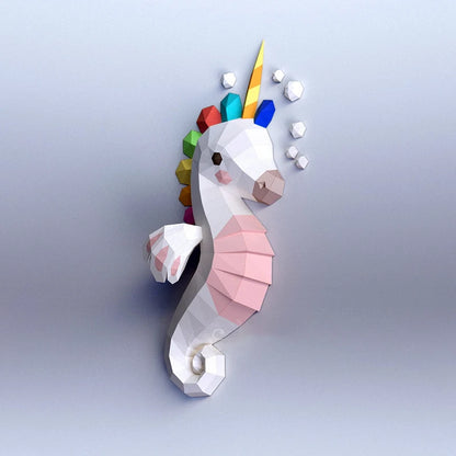 Origami Wall Sculpture 68 cm Seahorse 3D Paper DIY Assembly 