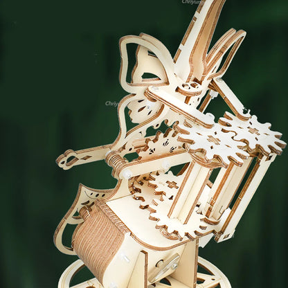 Rompecabezas de madera 3D Violín Caja de música mecánica y eléctrica
