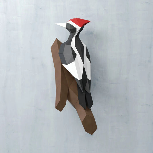 Origami Wall Sculpture 59 cm Green Woodpecker in 3D Paper to Assemble DIY